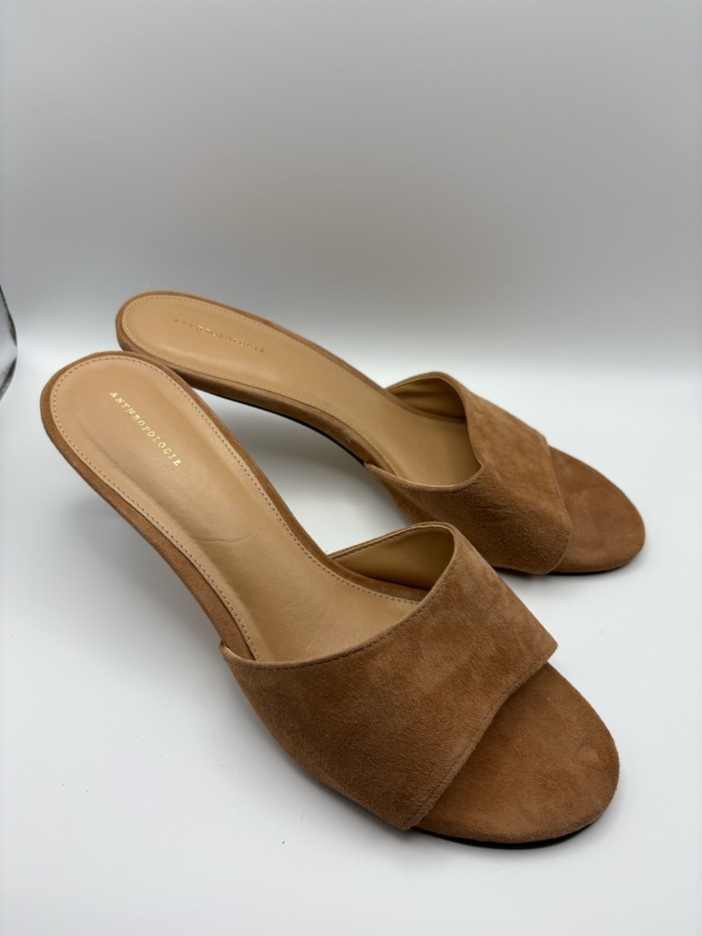 Anthropologie Tan Suede Slide Heels - Picture 9 of 9